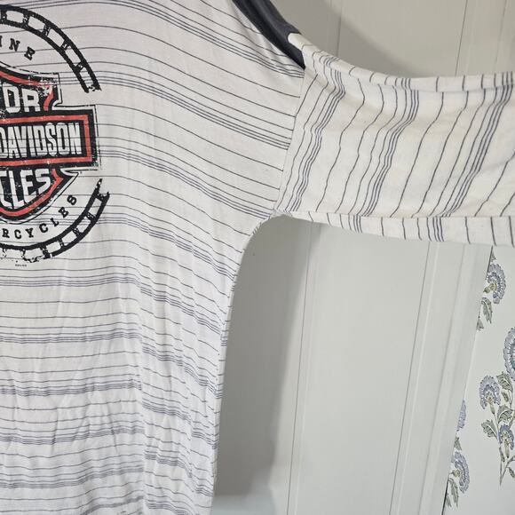 Harley Davidson Pullover Shirt Jersey Knit Stretch Logo Graphic Soft Stripe XL - Picture 8 of 9